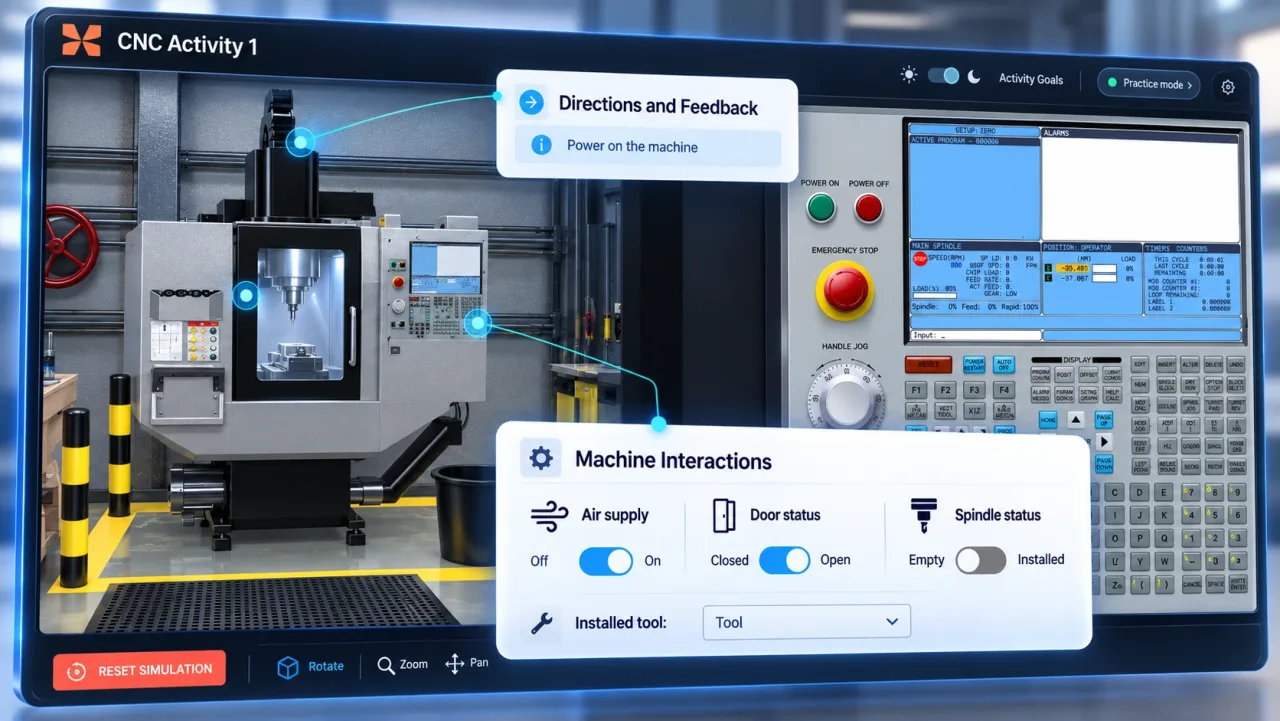 A Monarch Digital Product Twin of a CNC machine for advanced manufacturing practice